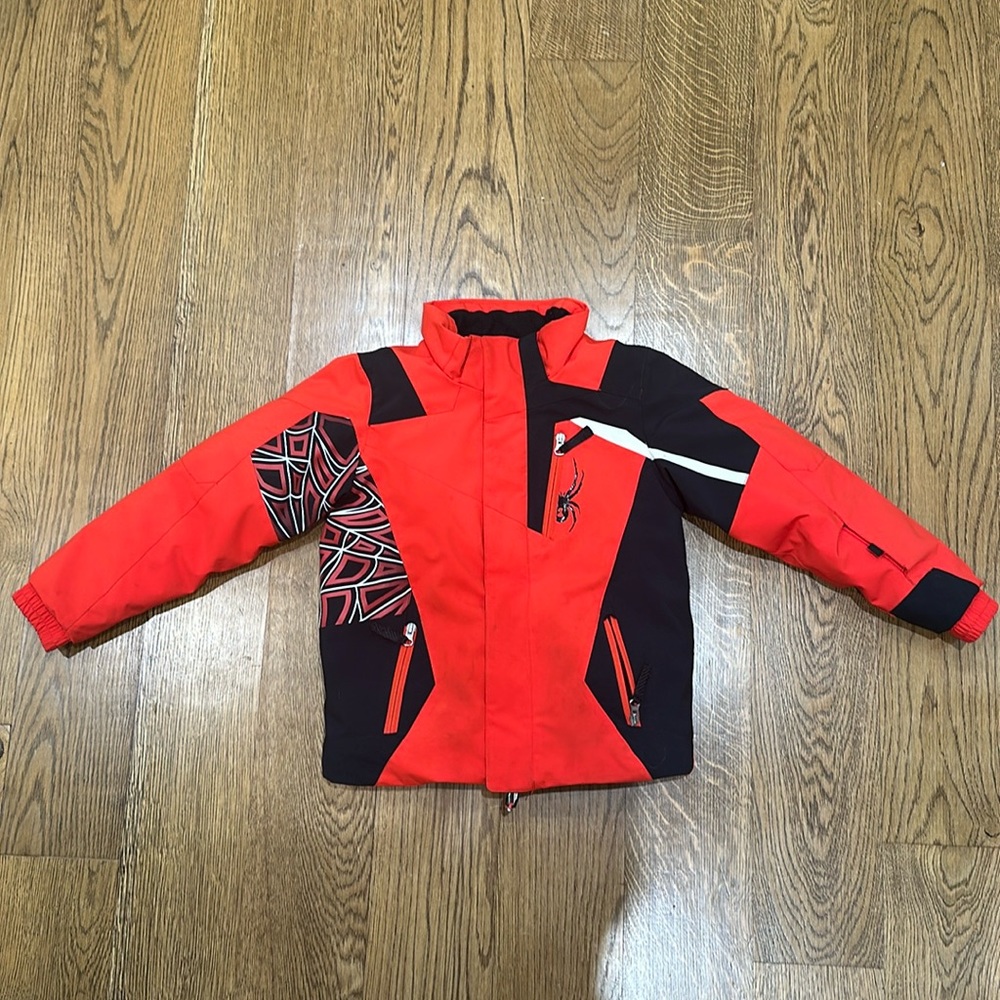 Spyder Mini Challenger Ski Jacket size 7 orange & black excellent used condition